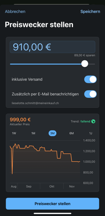 idealo Preiswecker stellen